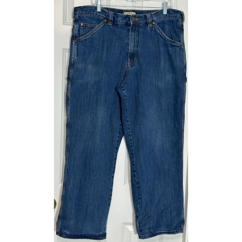 Blue Mountain Fleece Lined Carpenter Jeans Men's 38 X 30 Blue Outdoor Workwear